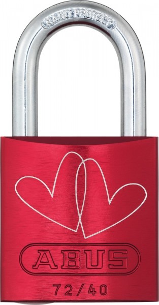 ABUS Fahrradschloss Vorhangschloss Aluminium 72/40 rot Love Lock 3 Lock-Tag