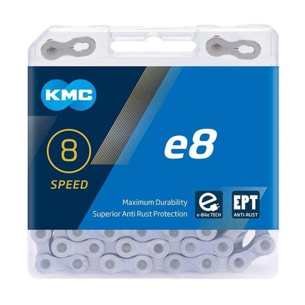 KMC E-Bike Kette e8 EPT Kompatibilität: 8-fach | SB-Verpackung | silber | 122 Glieder