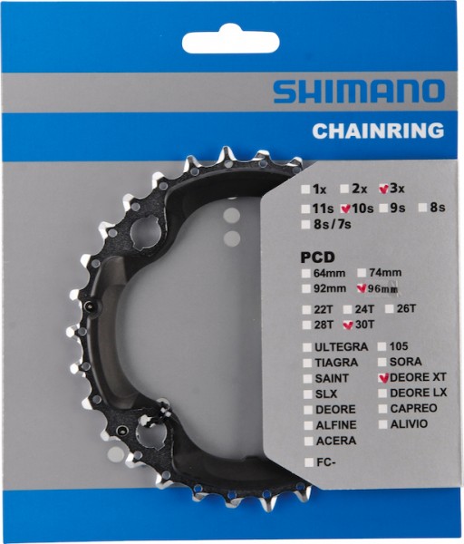 SHIMANO Kettenblatt Deore XT FCM782 30 Zähne | schwarz | Lochkreis: 96 mm