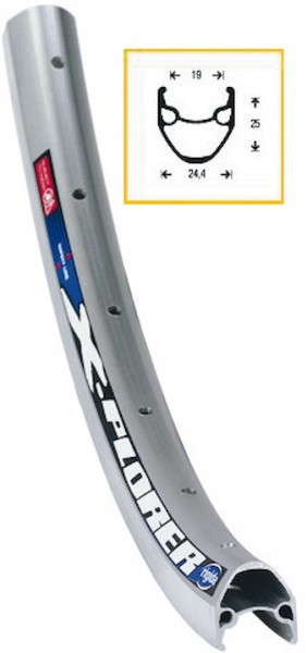 RYDE Hinterrad 26" X-Plorer 559 x 19 | Nabe: Shimano 7-Gang | Vollachse (Rücktritt) | Speichen: silb