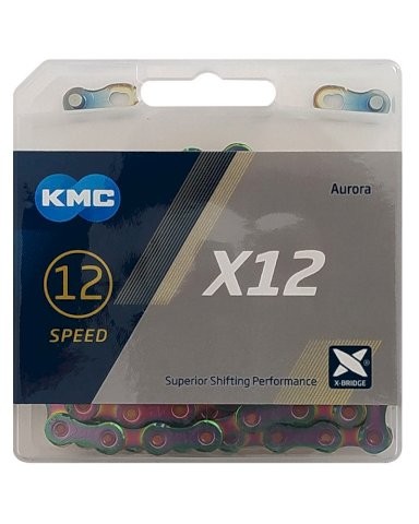 KMC Fahrrad Kette X12 Aurora Blue Kompatibilität: 12-fach | SB-Verpackung | blau | 126 Glieder