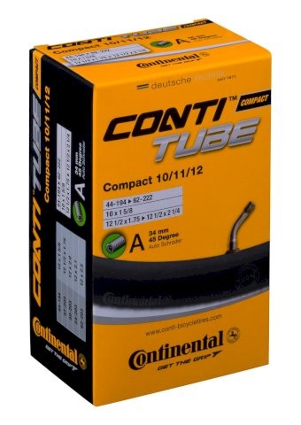 CONTINENTAL Fahrradschlauch AV Ventil 45° 10/11/12 Zoll| ETRTO: 44/62-194/222 | AV | Ventillänge: 34