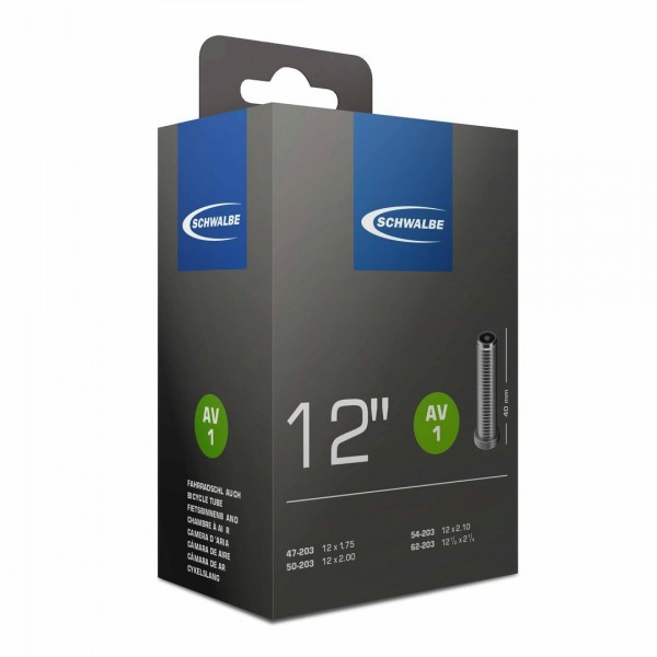 SCHWALBE Fahrradschlauch AV Ventil 14 Zoll | ETRTO: 47/60-254 | AV | Schwalbe Nr.: 2A | Ventillänge