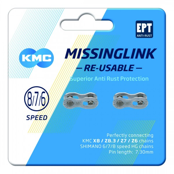 KMC Kettenverschlussglied MissingLink EPT Kompatibilität: 6/7/8-fach | SB-Verpackung | silber