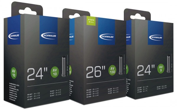 SCHWALBE Fahrradschlauch AV Ventil 20 Zoll | ETRTO: 40/62-406 | AV | Schwalbe Nr.: 7 | Ventillänge: