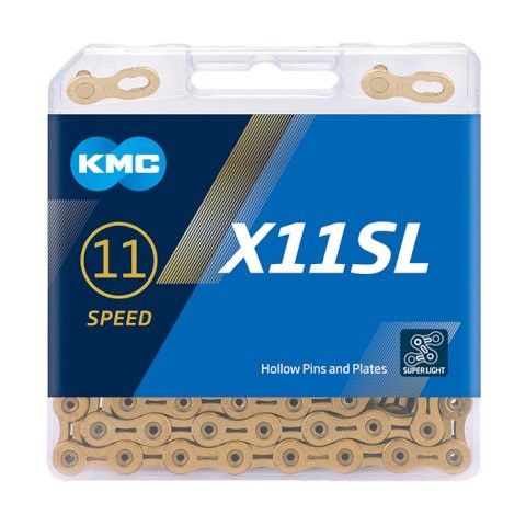 KMC Fahrrad Kette X-11-SL Kompatibilität: 11-fach | SB-Verpackung | gold | 118 Glieder