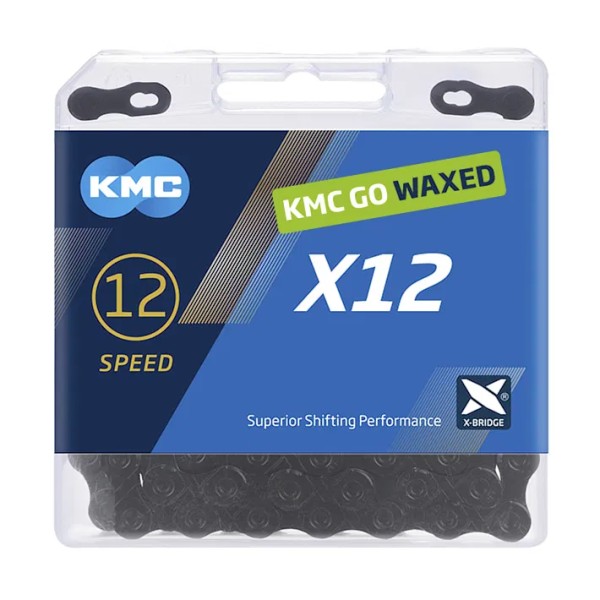 KMC Fahrrad Kette X12 WAXED 12-fach schwarz 126 Glieder, 1/2" x 11/128"