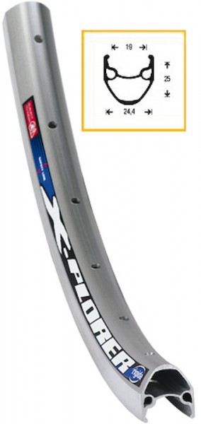 RYDE Vorderrad 28" X-Plorer 622 x 19 | Nabe: silber | Vollachse | Speichen: silber | Disc-Aufnahme: