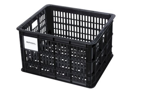 BASIL Kunststoff-Fahrradkasten Crate schwarz | Für Racktime, i-Rack, MonkeyLoad, Atran Velo Platten
