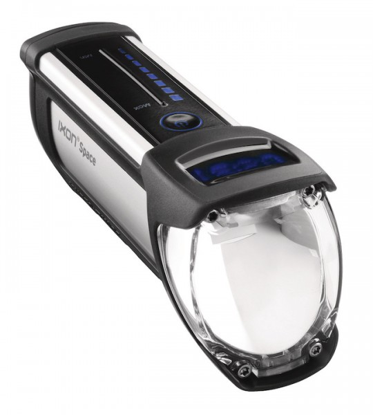 B&M LED Akkufrontleuchte 150 LUX IXON Space inkl. Universal-Halter 22 - 32 mm | Befestigung: Lenker