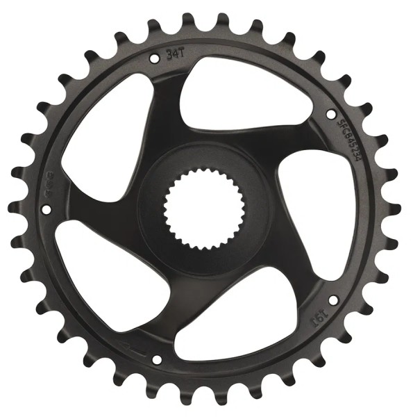 SHIMANO Kettenblatt für Bosch Gen 4 34 Zähne | schwarz | Lochkreis: Direct Mount | Ausführung: 1/2 x