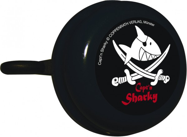 BIKE FASHION Kinder-Glocke Capt`n Sharky schwarz | Motiv: Capt`n Sharky | Durchmesser: 57 mm