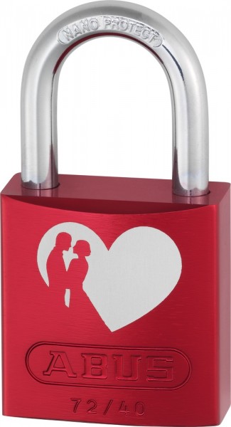 ABUS Fahrradschloss Vorhangschloss Aluminium 72/40 rot Love Lock 6 Lock-Tag