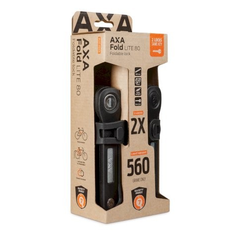 AXA Faltschloss Fold Lite 80 Duo schwarz | Länge: 800 mm | Durchmesser: 5 mm