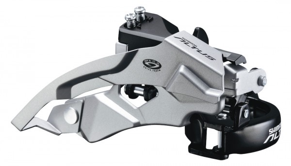 SHIMANO Umwerfer Altus FDM370 silber | Top Swing Schelle | Ausführung: 63-66 Grad | 9-fach | Dual Pu