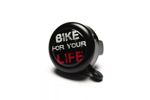 REICH Fahrradklingel Motiv "Bike for your Life" schwarz | Lenkerdurchmesser: 22,2 mm