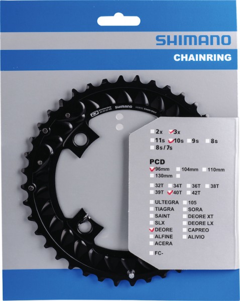 SHIMANO Kettenblatt Deore FCM6000 40 Zähne | schwarz | Lochkreis: 96 mm