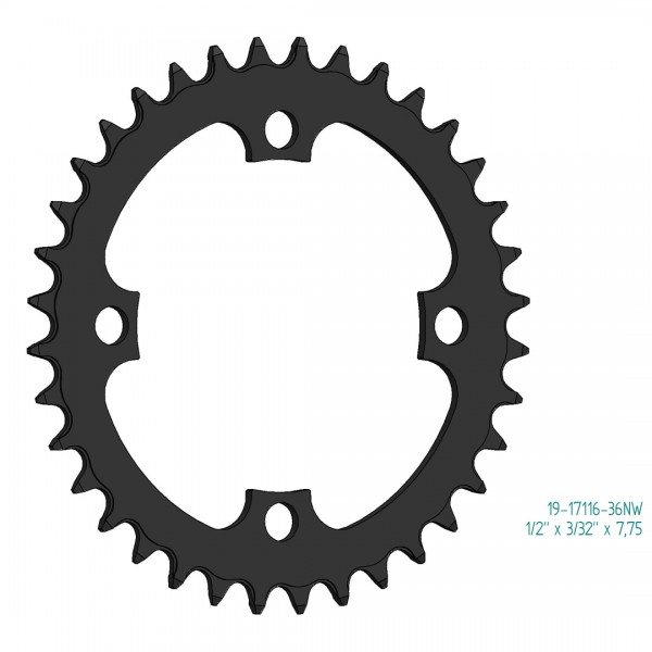 ESJOT Kettenblatt für Bosch Gen 1, Gen 3 + Gen 4 32 Zähne | schwarz | Lochkreis: 104 mm | Ausführung