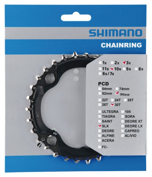 SHIMANO Kettenblatt SLX FCM672 30 Zähne | schwarz | Lochkreis: 96 mm