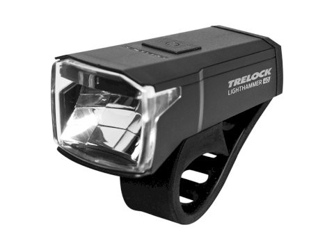 TRELOCK LED Akkufrontleuchte 40 LUX Lighthammer inkl. Werkzeugfreier Silikon Halter | Befestigung: L