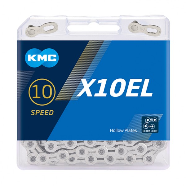 KMC Fahrrad Kette X10EL Kompatibilität: 10-fach | SB-Verpackung | silber | 114 Glieder