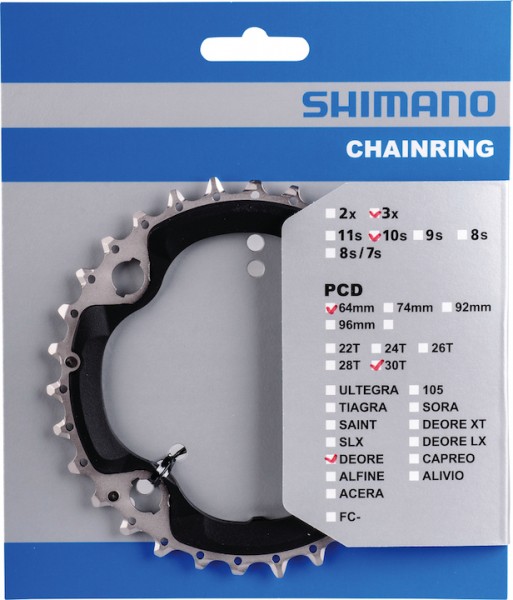 SHIMANO Kettenblatt Deore FCM6000 30 Zähne | schwarz | Lochkreis: 96 mm