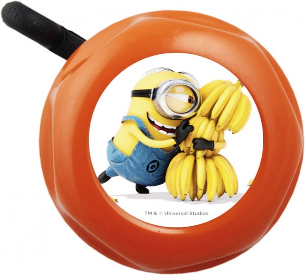 BIKE FASHION Kinder-Glocke Minions orange / weiß | Motiv: Minions | Durchmesser: 57 mm