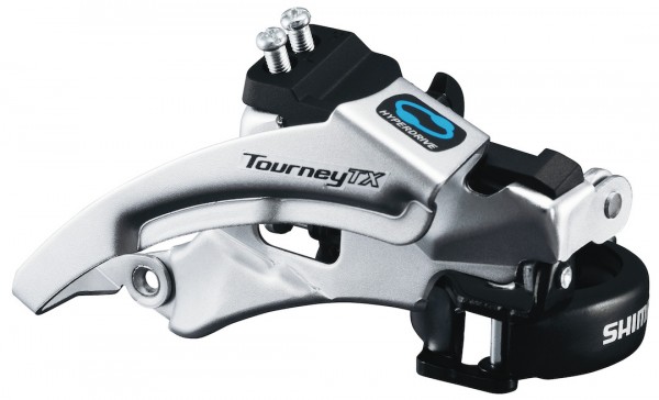 SHIMANO Umwerfer Tourney FDTX800 silber | Top Swing Schelle | Ausführung: 63-66 Grad | 7/8-fach | Du