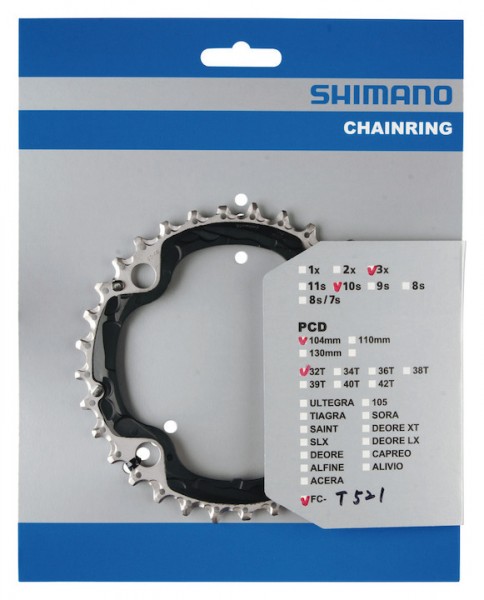 SHIMANO Kettenblatt Deore FCM610 32 Zähne | schwarz | Lochkreis: 104 mm