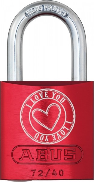 ABUS Fahrradschloss Vorhangschloss Aluminium 72/40 rot Love Lock 5 Lock-Tag