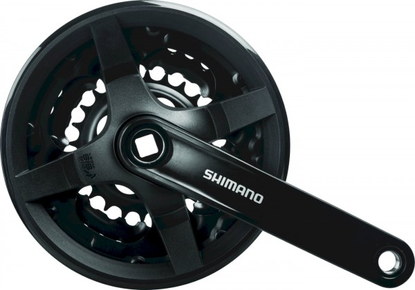 SHIMANO Kettenradgarnitur Tourney FCTY301 4-kant schwarz | Kurbellänge: 150 mm | Für Innenlager: BB-