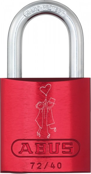 ABUS Fahrradschloss Vorhangschloss Aluminium 72/40 rot Love Lock 1 Lock-Tag