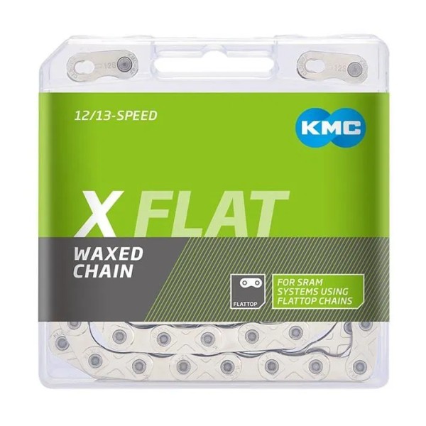 KMC Fahrrad Kette X Flat WAXED 12-/13-fach silber 126 Glieder, 1/2" x 11/128"