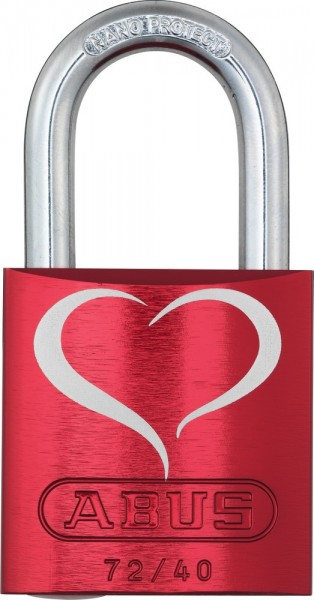 ABUS Fahrradschloss Vorhangschloss Aluminium 72/40 rot Love Lock 2 Lock-Tag