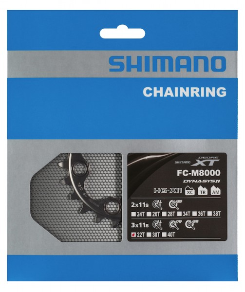 SHIMANO Kettenblatt Deore XT FCM8000 22 Zähne | silber | Lochkreis: 64 mm