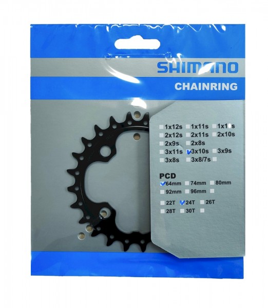 SHIMANO Kettenblatt Deore FCM670/660 24 Zähne | schwarz | Lochkreis: 64 mm