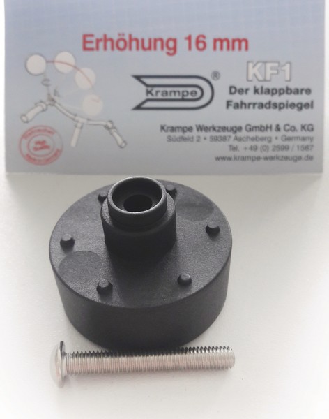 KRAMPE Höhen-Adapter für KF1, 16 mm schwarz | für Fahrradspiegel 09555