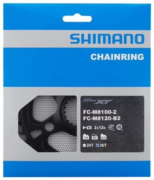 SHIMANO Kettenblatt Deore XT FCM8100 36 Zähne | schwarz | Lochkreis: Direct Mount mm