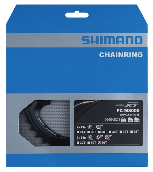 SHIMANO Kettenblatt Deore XT FCM8000 40 Zähne | schwarz | Lochkreis: 96 mm