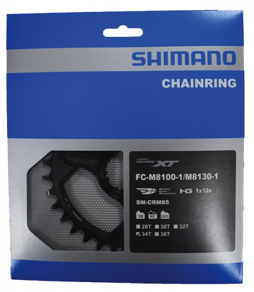 SHIMANO Kettenblatt Deore XT SMCRM85 34 Zähne | schwarz | Lochkreis: Direct Mount