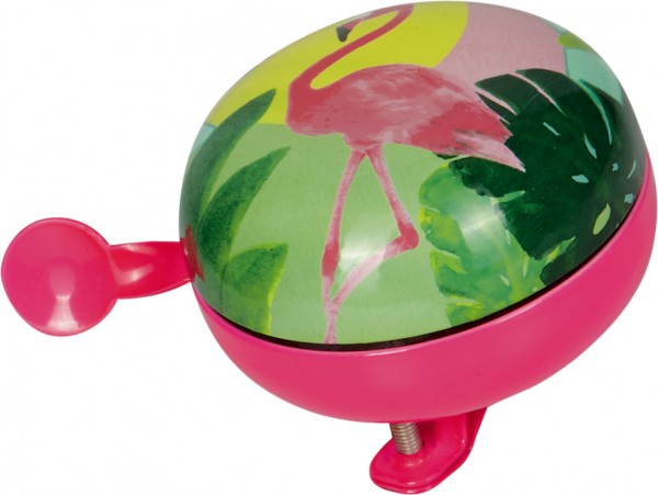 SPIEGELBURG Fahrradklingel Tropical groß pink / grün | Motiv: Flamingo | Durchmesser: 80 mm