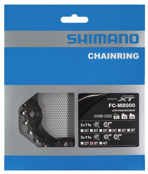 SHIMANO Kettenblatt Deore XT FCM8000 30 Zähne | schwarz | Lochkreis: 96 mm