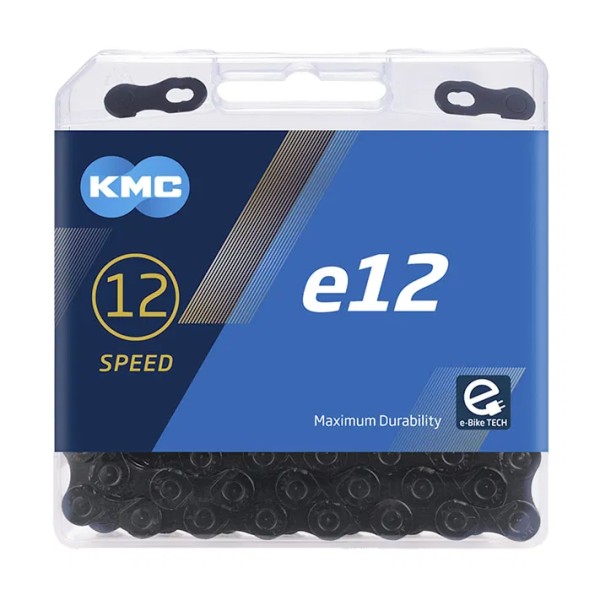 KMC E-Bike Kette e12 BlackTech 12-fach blacktech 130 Glieder, 1/2" x 11/128"