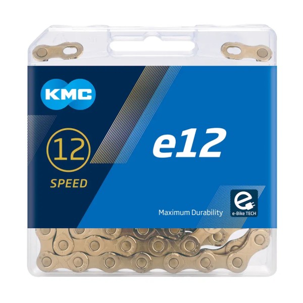 KMC E-Bike Kette e12 Ti-N 12-fach gold 130 Glieder, 1/2" x 11/128"