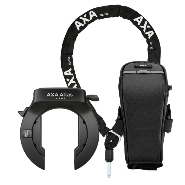 AXA Rahmenschloss Set Atlas L NAZ inkl. Kette ULC (130 cm) und Tasche 58 mm schwarz
