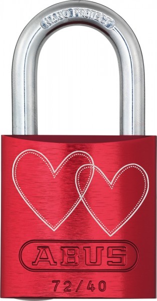 ABUS Fahrradschloss Vorhangschloss Aluminium 72/40 rot Love Lock 4 Lock-Tag