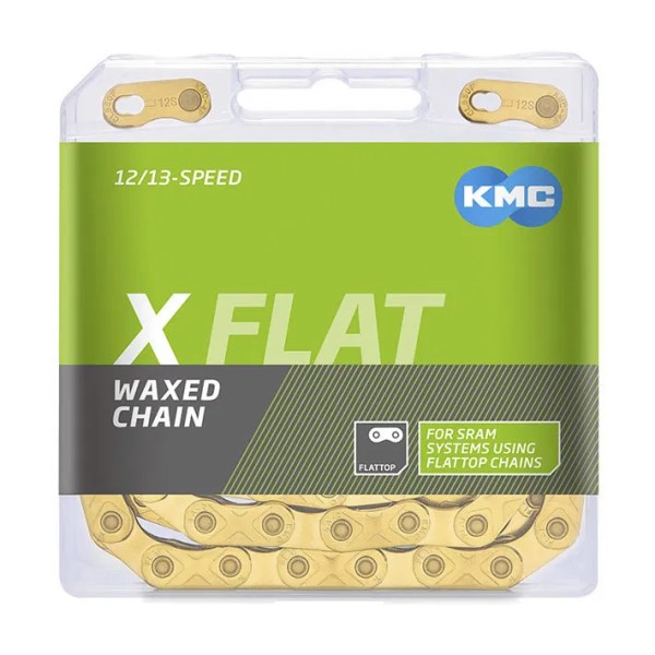 KMC Fahrrad Kette X Flat Ti-N WAXED 12-/13-fach gold 126 Glieder, 1/2" x 11/128"
