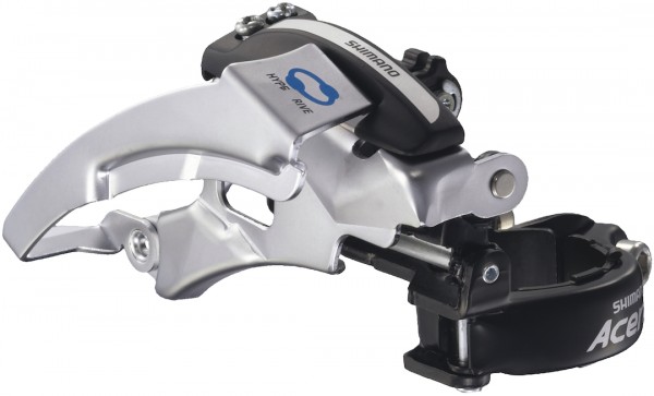 SHIMANO Umwerfer Altus FDM310 silber | Top Swing Schelle | Ausführung: 63-66 Grad | 7/8-fach | Dual