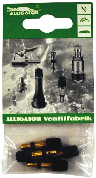 ALLIGATOR Blitzventil mit Staubkappe DV | SB-Verpackung | schwarz / silber | 4 Stück