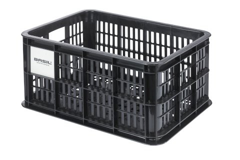 BASIL Kunststoff-Fahrradkasten Crate MIK schwarz | Für MIK Systemträger | Größe: S